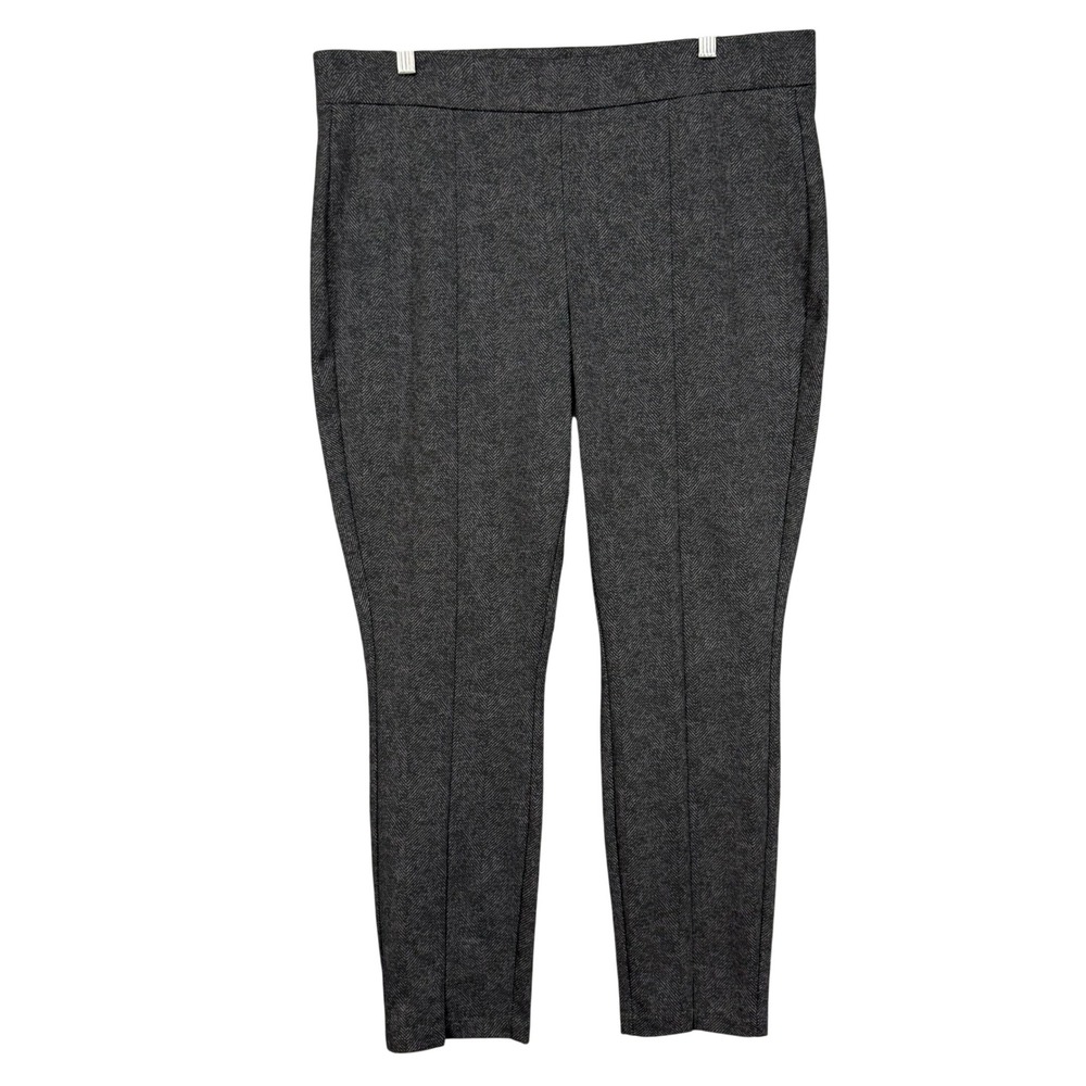 NYDJ Pants Womens 14 Gray Herringbone Lift Tuck Slimming KnitTrousers Career